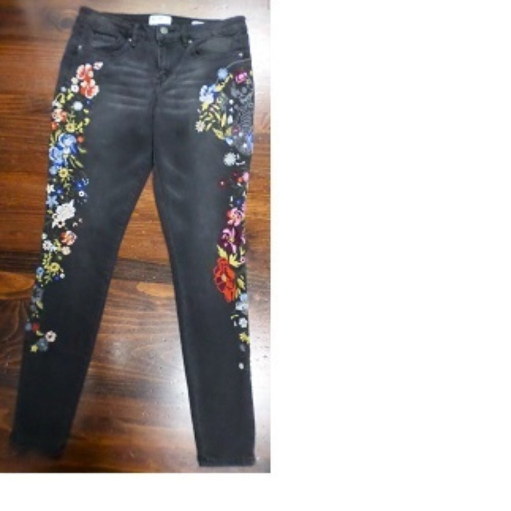 William Rast Justin Timberlake Embroidered Skinny Jeans-Black-Stretch Denim--29